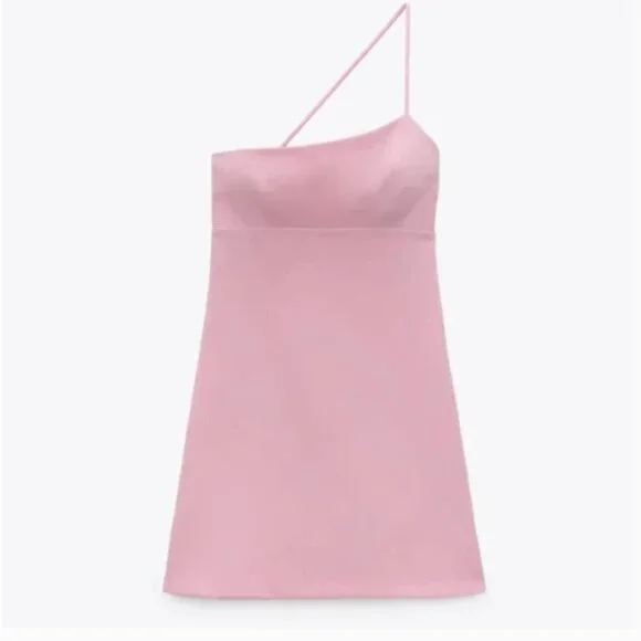 Zara Pink Asymmetric Dress Blogger Favorite Size M NEW WITH TAG! - Picture 7 of 7